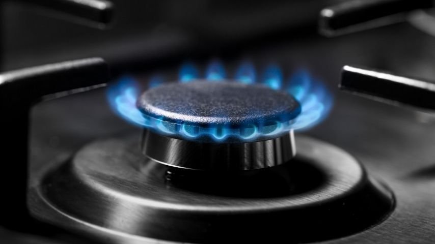Blue gas hob flame
